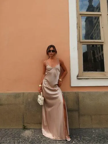 Slip dress longo cetim